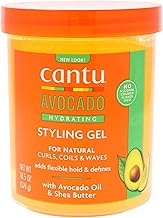 CANTU - Hair Styling Gel with Avocado - Alcohol Free - Stylizes & Defines - Ideal for Hair - 524g - Moisturizes, Soft and Natural Hold