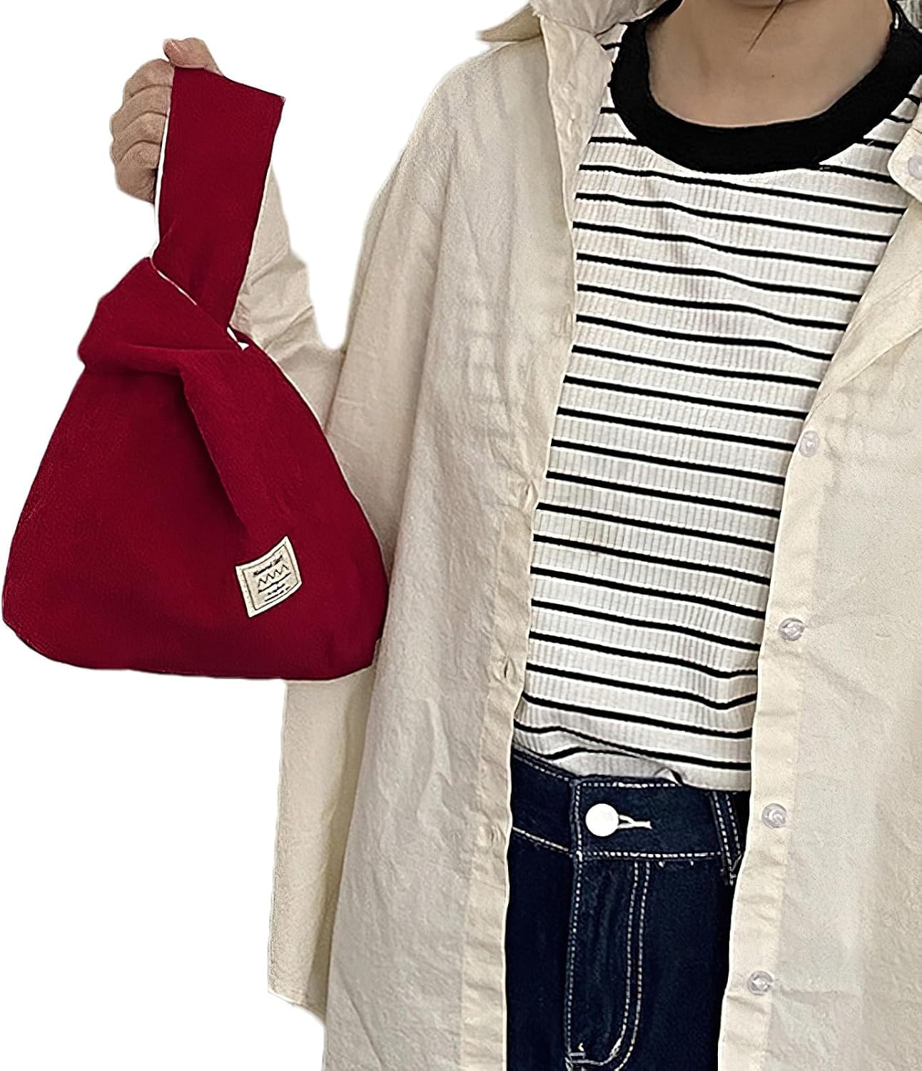 Small Corduroy Knot Bag for Women Wristlet Handbag