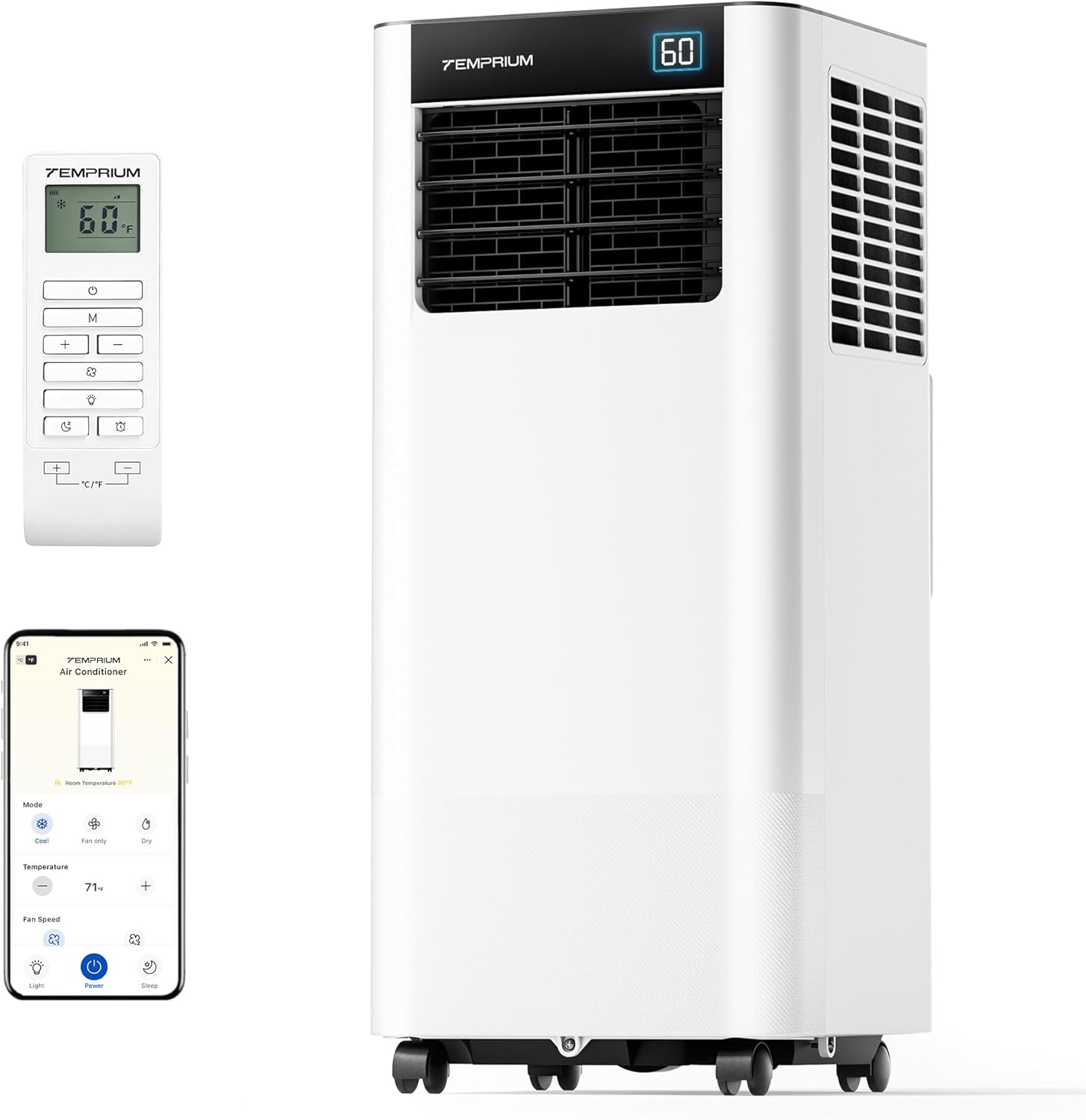 10,000 BTU Portable Air Conditioner, Smart Portable AC Unit for rooms with Drainage-Free Cooling, 3-in-1 Standing Air Conditioner with Cool, Dry, Fan Modes, APP/Voice/Remote Control