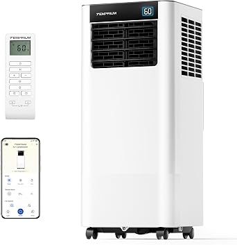 10,000 BTU Portable Air Conditioner, Smart Portable AC Unit for rooms up to 450 sq. ft., 3-in-1 Standing Air Conditioner with Cool, Dry, Fan, Sleep Modes, 24H Timer, APP/Voice/Remote Control