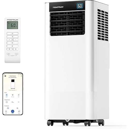 8,000 BTU Portable Air Conditioner with WIFI Enabled, Smart Portable AC for rooms up to 350 Sq.ft., 3-in-1 Room Air Conditioner with Cool, Dry, Fan, Sleep Modes, APP/Voice/Remote Control