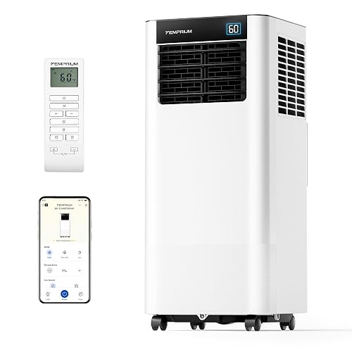 Temprium 10,000 BTU Portable Air Conditioner with Wifi Enabled | Cools up to 450 Sq.ft, 3-in-1 Quiet Portable AC with APP/Voice/Remote Control, 24H Timer, Lower Noise, Self-Evaporating