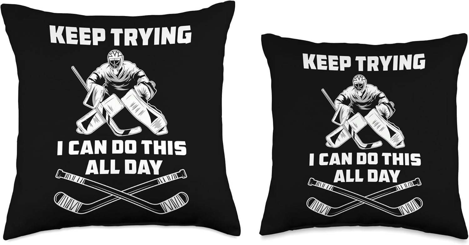 Funny Ice Hockey Goalie Throw Pillow