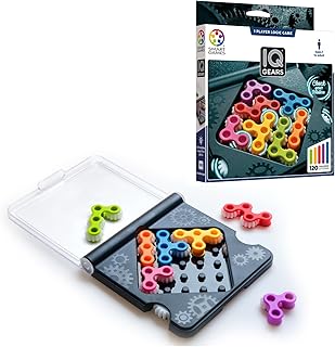 SmartGames IQ Gears, Fun IQ Brain Teaser Puzzle, Cognitive Development STEM Toy with 120+ Challenges, Travel Friendly Handheld Educational Matching Puzzle Game, Suitable for Children Above 7+