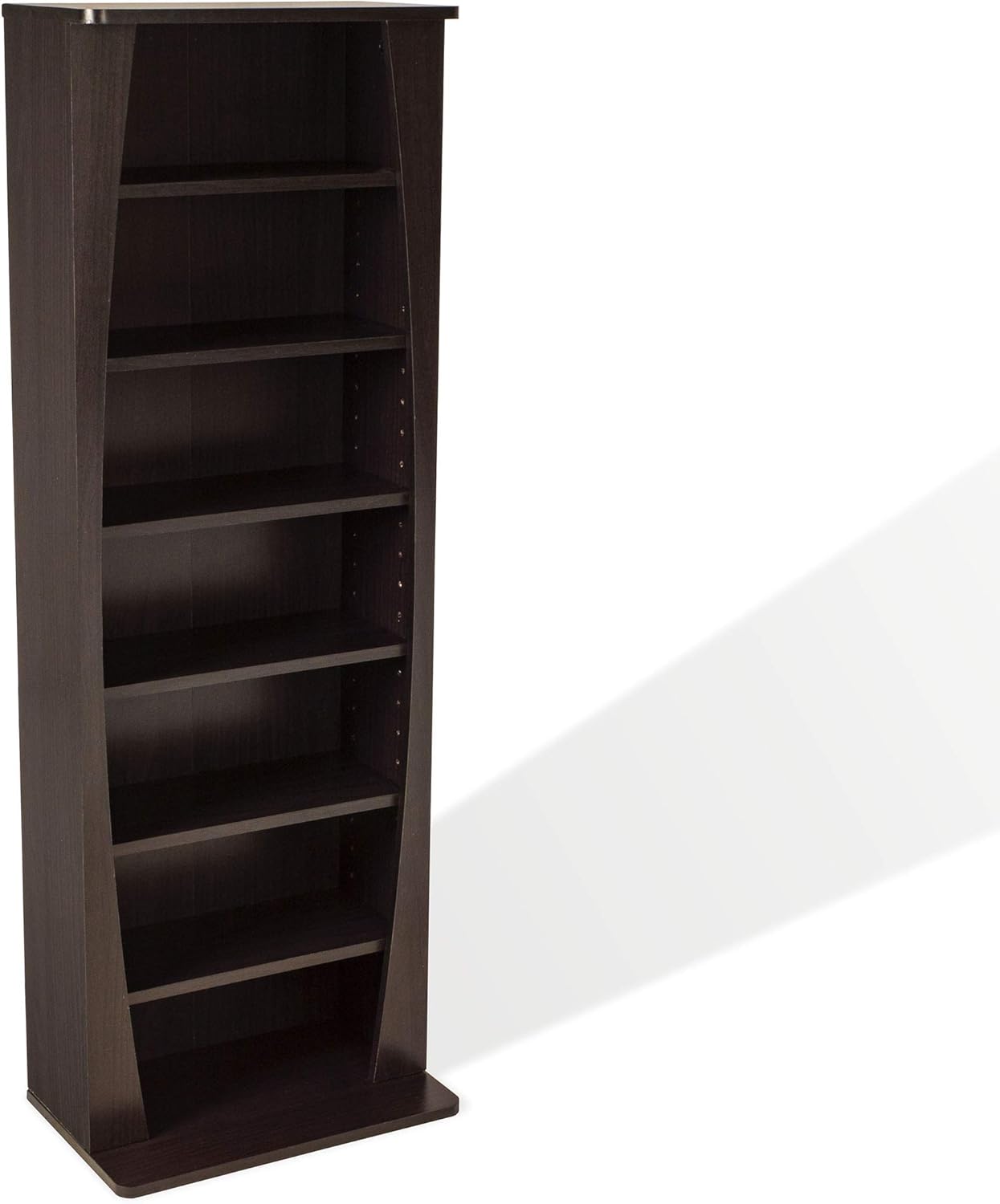 Atlantic Canoe Curved Multimedia Cabinet - Holds 231CDs, 115DVDs or 140 Blu-ray Games, Adjustable Shelves, in Espresso, 15 X 9.5 X 43 inches, PN22535717: Home Audio & Theater
