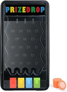 25"x14" Prize Drop Plinko Board GameFoldable Stand Easy to Set Up, with 4 Vibrant Prize Cards, 8 Playing Pucks for Team Building Carnival Tradeshow Family Party