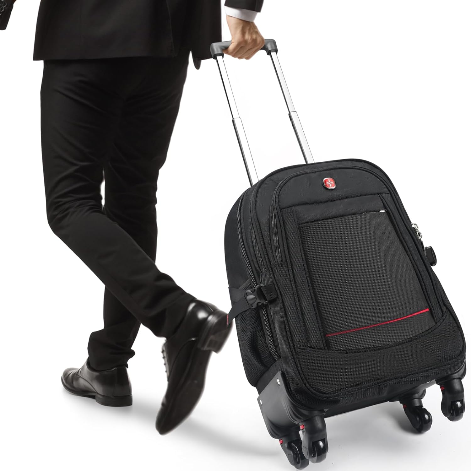 star cloud 45L Rolling Backpack for 17.3" Laptop - 22x14x9", Water-Resistant Luggage with 4 Extra Wheels, Roller Travel Laptop Backpack for Business, Wheeled Backpack for Travel and Commuting