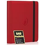 Premium 9 Pocket Card Binder for 540 Cards, Fabmaker PU Cover Trading Card Binder, Sturdy Card Collection Album, Sleek Card Holder Folders for YuGiOh, MTG, TCG, Game Cards & Sports Cards, Red