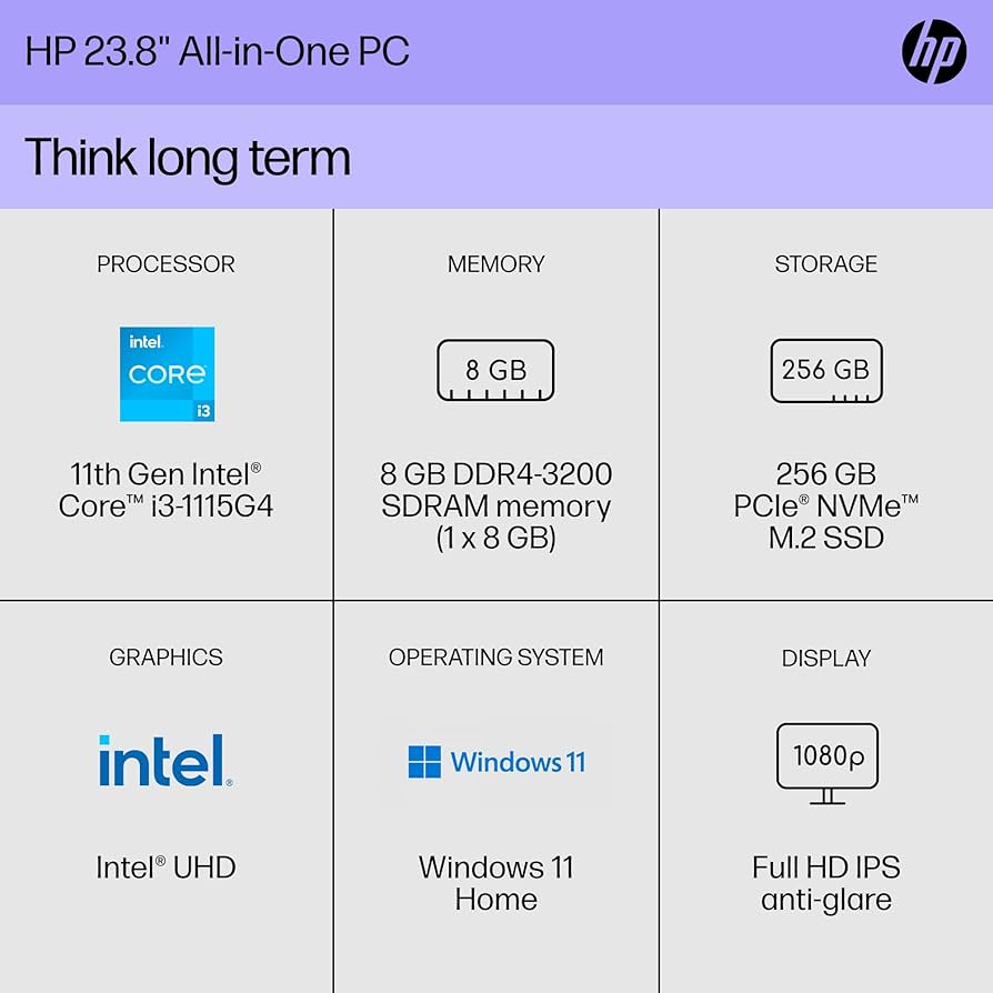 Amazon.com: HP 24 inch All-in-One PC, FHD Display, Intel