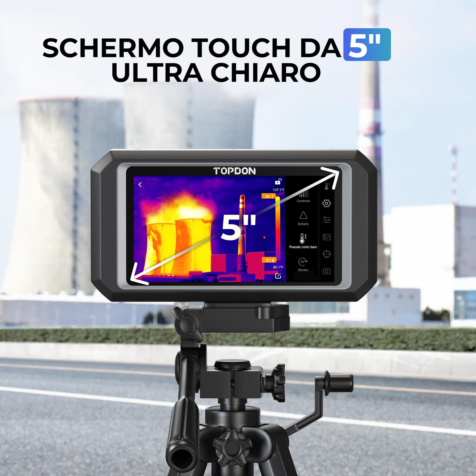 TOPDON TC003 Termocamera Professionale, 512x384 Risoluzione con 5MP Camera Visibile & Wifi Bluetooth, Termocamera Infrarossi 5" Touchscreen, 32GB Memoria, 25 Hz, -20°C~550°C, dotata di funzione OTG