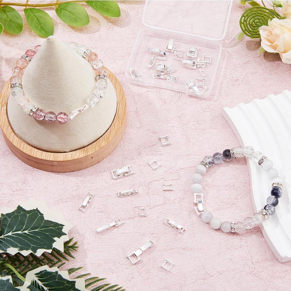 SUPERFINDINGS 20Pcs 4 Sizes Fold Over Jewelry Clasp 15-17mm in Length Brass Fold Over Clasps Silver Plated Jewelry Extender Seperate Foldover for DIY Bracelet Necklace Jewelry Making Craft - Image 6