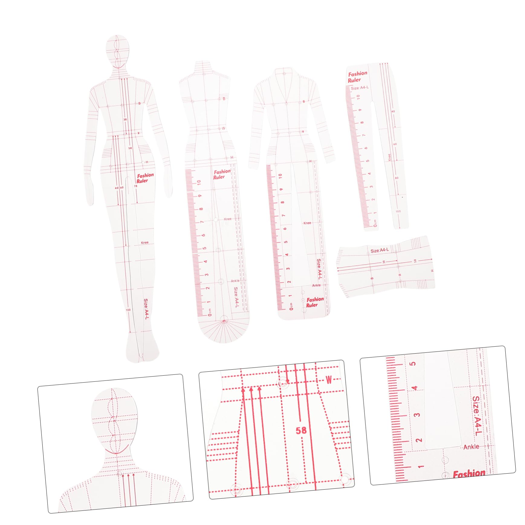 2juegos Plantilla De Dibujo Para Moda Regla De Francesa y Medición De Regla Humanoide Para Costura y Patronaje Herramienta De Diseño De Ropa