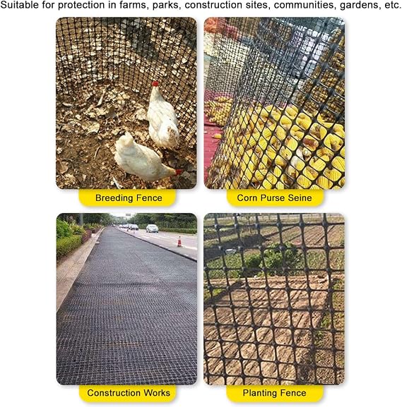 Plastic Garden Fence Animal Barrier,3.28 x 66 FT Heavy Duty Hard Plastic Mesh Fencing,Reusable Safety Temporary Fence Roll with Zip Ties,Snow Fence for Pool Deer Rabbit Chicken Dog Poultry-Black