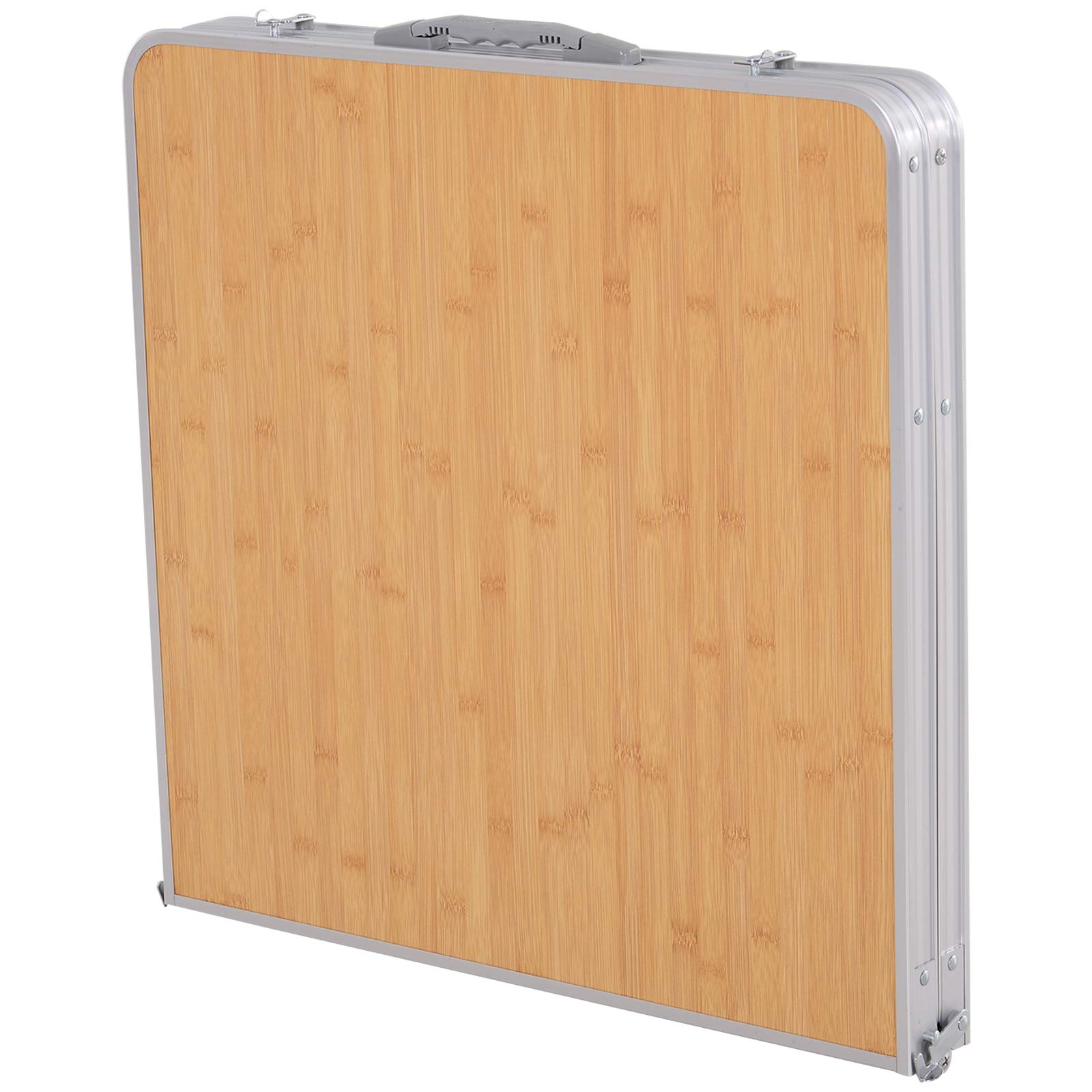 Outsunny Mesa Plegable de Camping Portátil con ala Abatible Mesa de Picnic de Encimera MDF Estructura Ligera de Aluminio Carga 30kg Altura Ajustable 153x60x39/71 cm