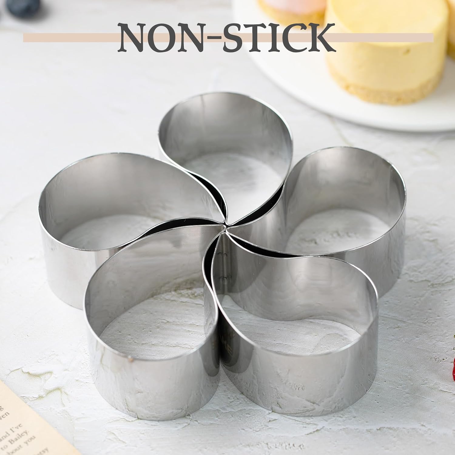 Teardrop Mousse Ring Set, Stainless Steel Dessert Molds, 10 Pieces | Thickened Stainless Steel Rings for Cakes, Pastries and Desserts