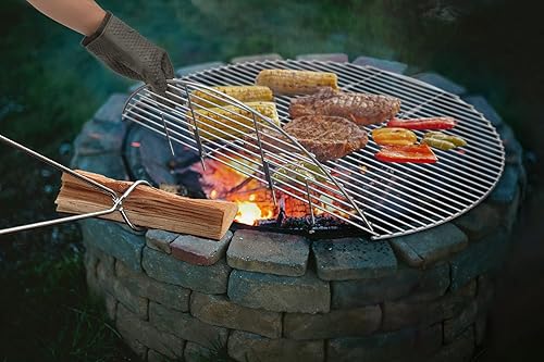 Miniatura 3 de onlyfire Rejillas de cocina plegables para brasero, varillas de acero inoxidable sólido para barbacoa para acampar al aire libre, 36 pulgadas