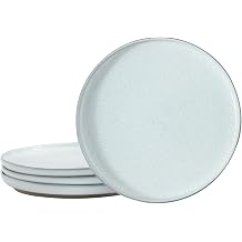 Hasense Ceramic Dessert Plates Set 8 Inch Premium Proclaim Dishes, 4 Piece Greyish White Plates Set Ideal for Serving Dessert, Snack or Vegetable, Dishwasher Safe and Microwave Safe for Daily Dining