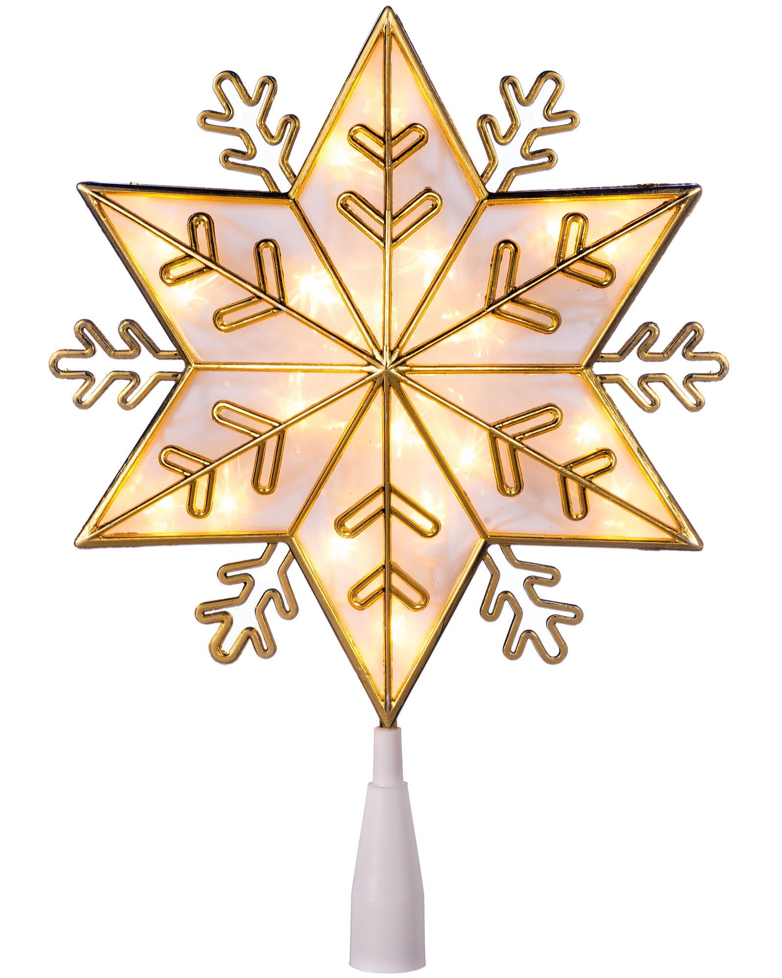 WeRChristmas Snowflake Christmas Tree Topper, LED Lights, Gold, 34 cm
