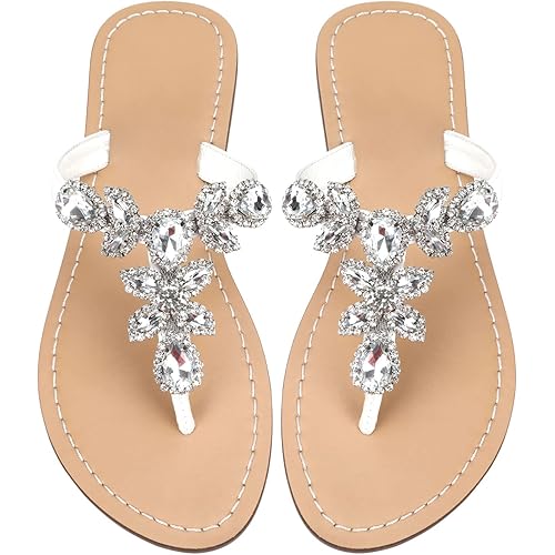 Available in 13 Colors,Rhinestone Sandals,Women's Flat Sandals,Flip Flop,Jeweled Sandals
