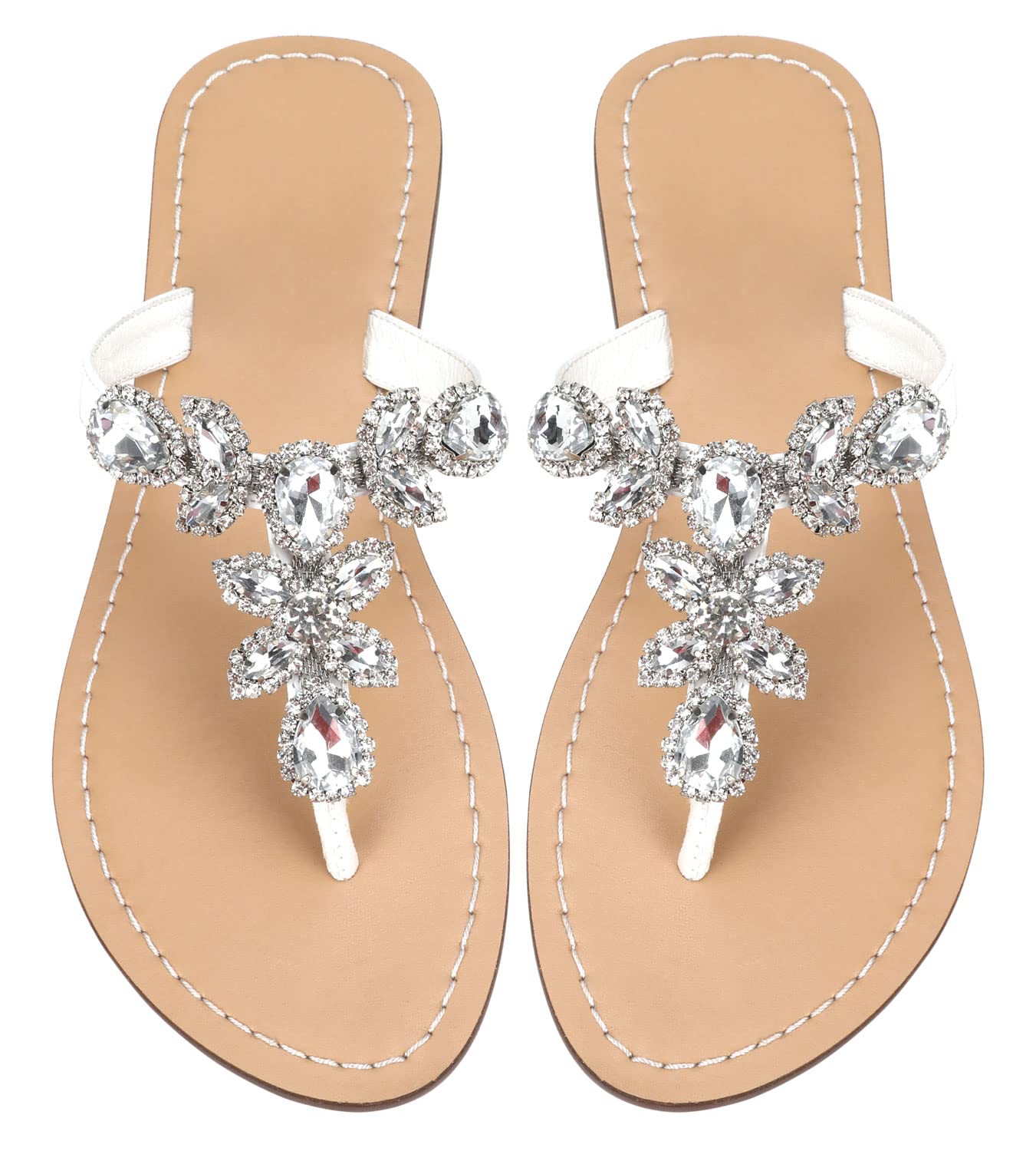 Hinyyrin Available in 13 Colors,Rhinestone Sandals,Women's Flat Sandals,Flip Flop,Bling Jeweled Sandals,Summer Beach Wedding Vacation Shoes