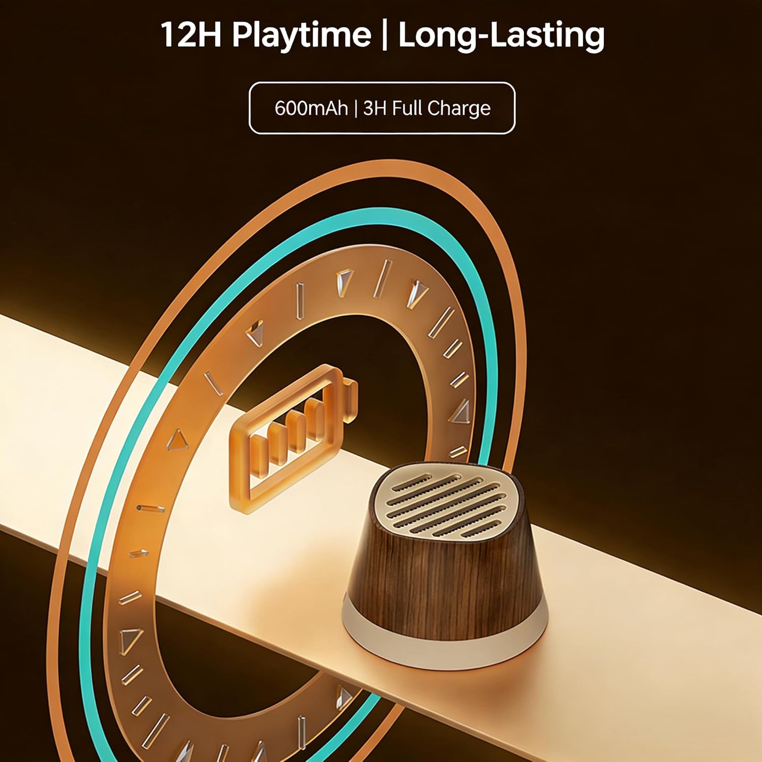 SGPC Magnetic Bluetooth Speaker & Phone Stand – Walnut Wood & Alloy Industrial Style, TWS Pairing, IPX6 Waterproof, 10H Playtime, 15W Fast Wireless Charge for Outdoor