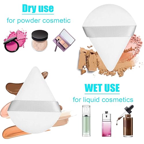 Miniatura 4 de 6 piezas de soplo de polvo para rostro, triángulo suave, soplo de terciopelo para contornear ojos y esquinas, herramientas de maquillaje cosmético