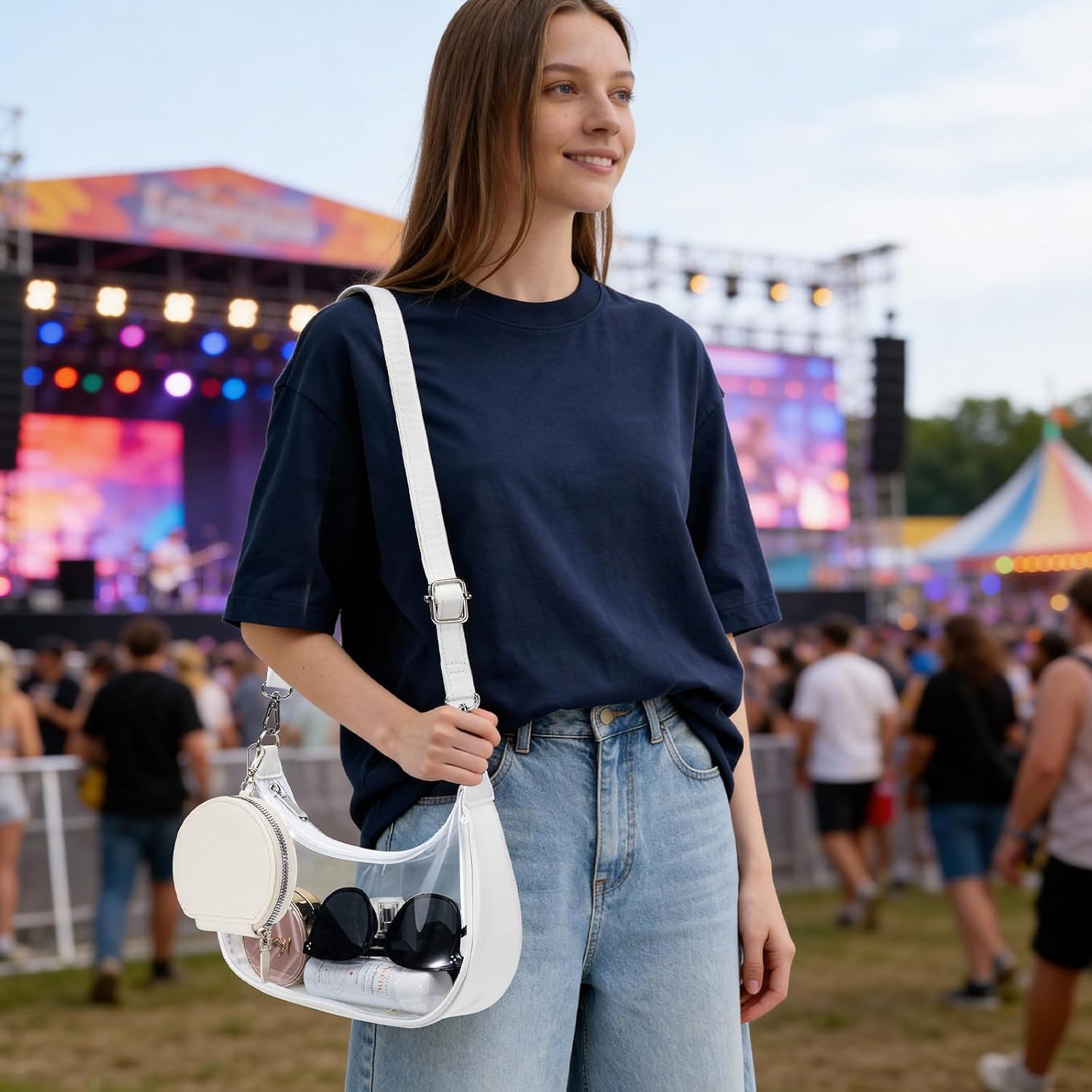 Glamgen Clear Bag for Stadium Approved Events Clear Shoulder Bag with Cute Purses for Women
