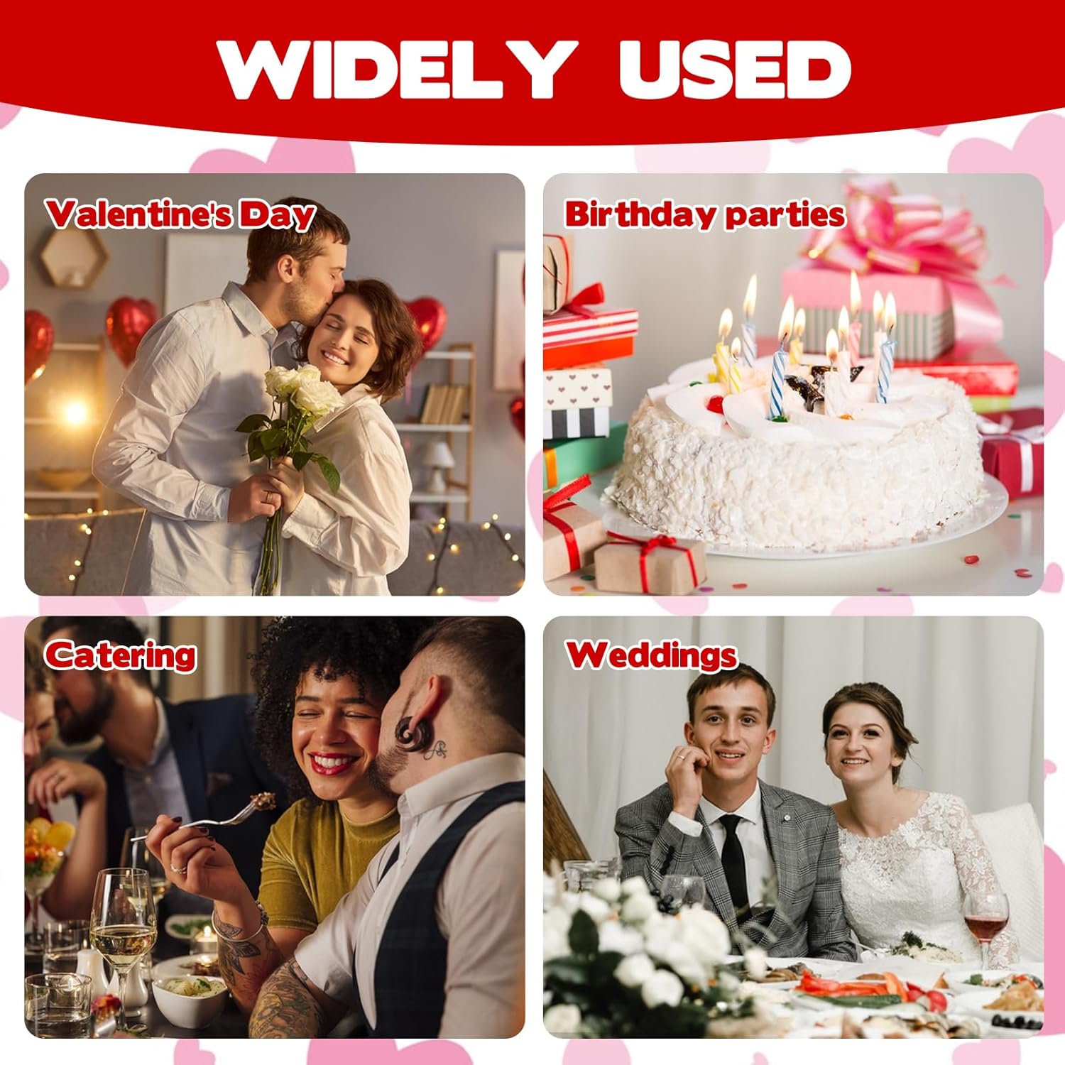 50 Set Heart Shaped Plastic Cups with Lids & Red Straws - 15oz Disposable Clear Cups Transparent Heart Cup for Valentine's Day, Birthday, Wedding, Baby Shower Party Supplies