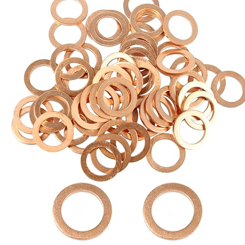 Runseaway Anillo de sellado de cobre para arandela plana M8, diámetro interior de 0.315 in, diámetro exterior 0.472 in, grosor de 0.039 in, anillo