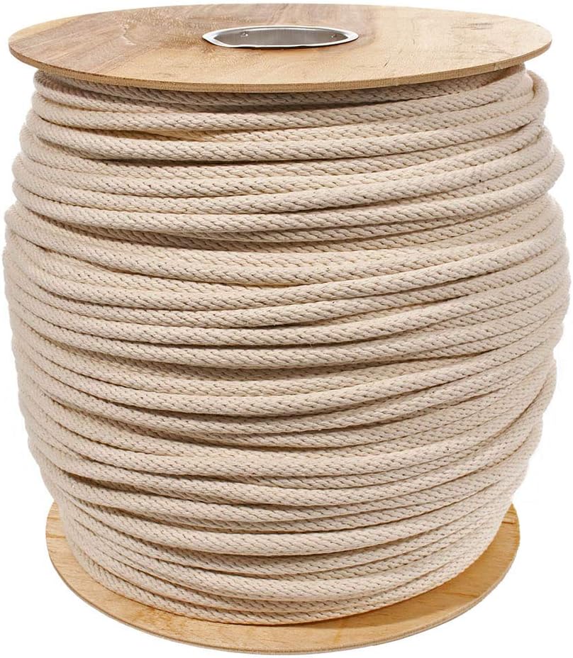 West Coast Paracord Solid Braid Cotton Sash Cord - Comes in 5/16-inch or 3/8-inch Diameter Cord and a Variety of Lengths - Black and Natural Color Available