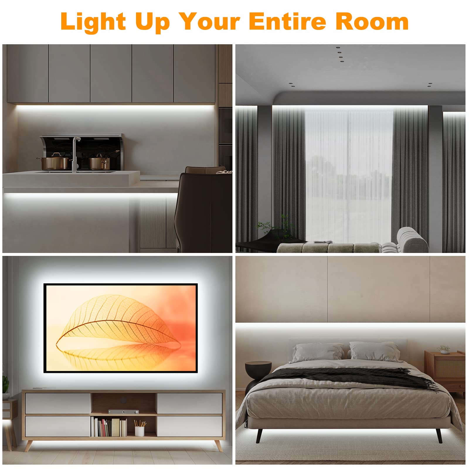 Tatazone Striscia LED COB WiFi da 5 m, 6500 K, con app e telecomando, compatibile con Alexa e Google, dimmerabile, luce bianca fredda, per interni, per scale, cucina, armadio