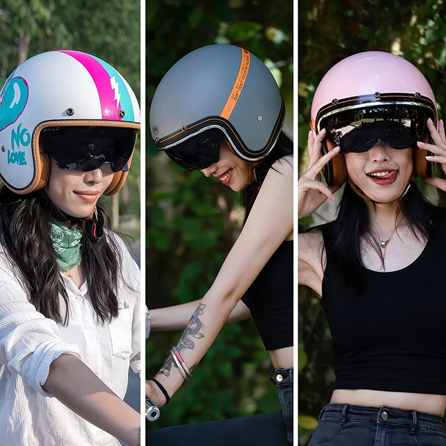 Vintage Casque Moto Jet,Casque Jet De Moto Vintage Casque Scooter Rétro De Moto Homologué ECE Casques Scooter Cruiser Mobylette De Moto