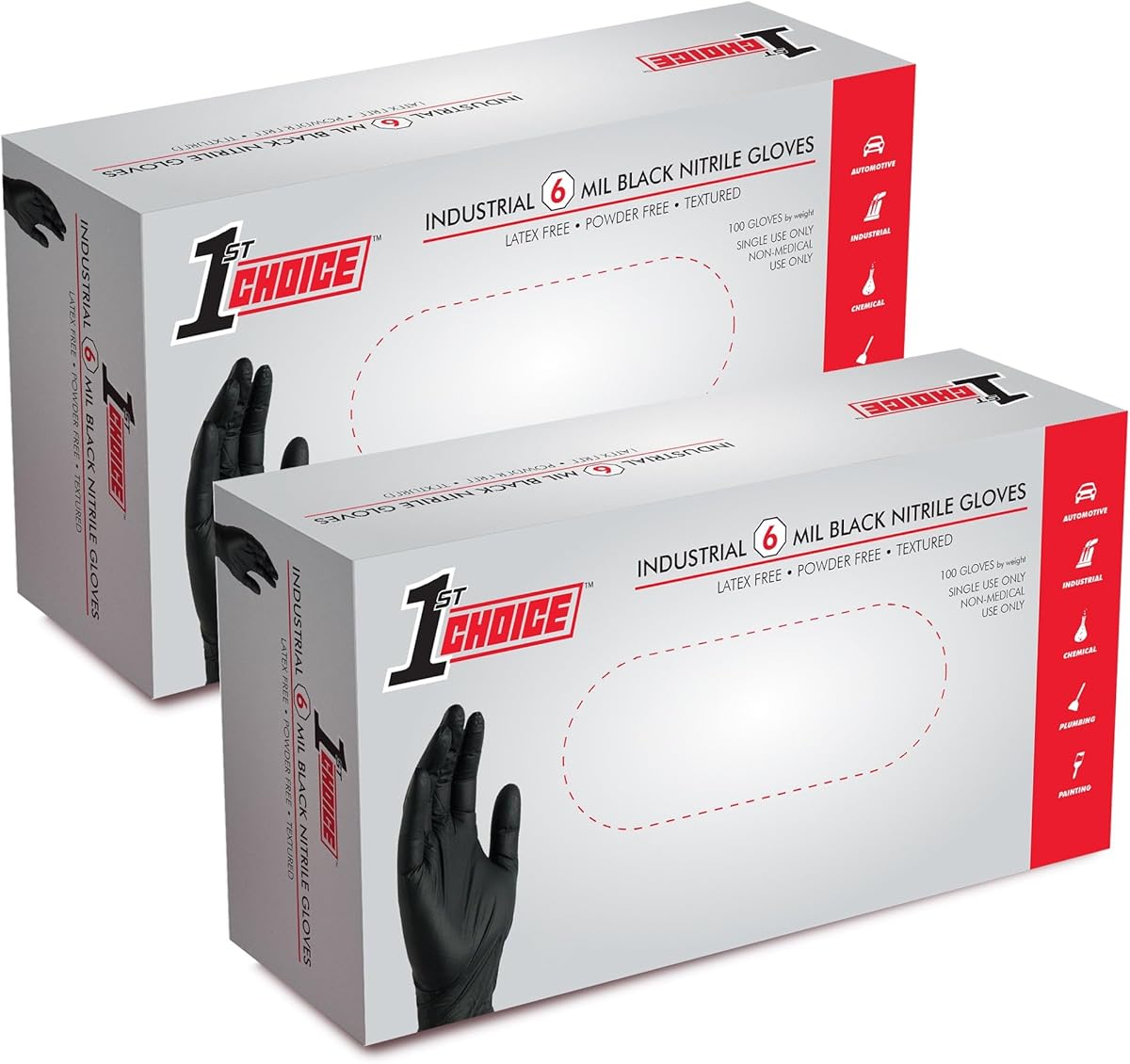 1st Choice Black Gloves Disposable Latex Free - Nitrile Gloves Large Black Nitrile Gloves for Cooking - 6 mil, Pack of 200