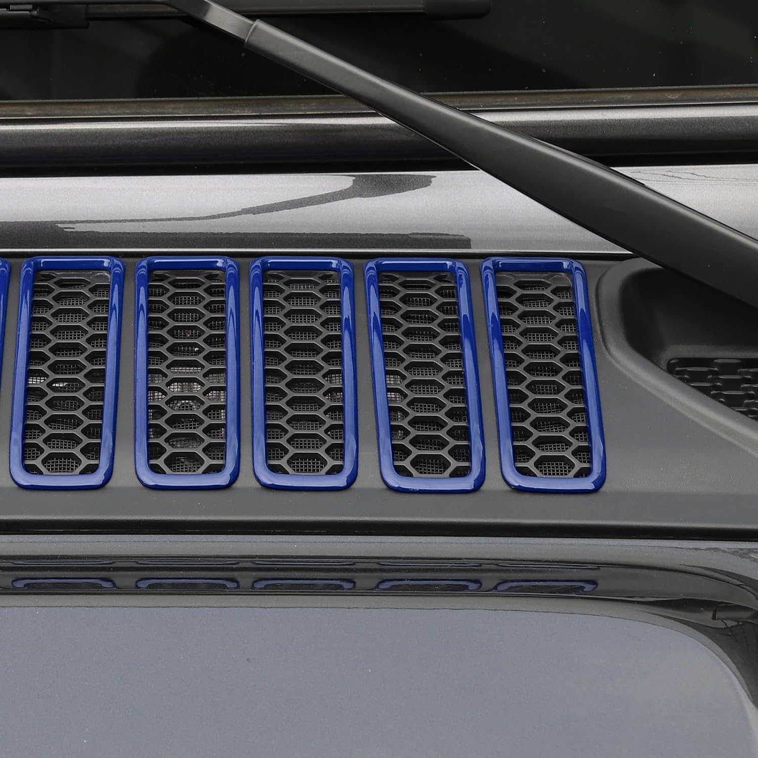 RT-TCZ for Jeep JL Hood Vents Cover Trim for Jeep Wrangler JL JLU 2018-Present for Gladiator JT 2020-Present Blue Exterior Accessories 7pcs