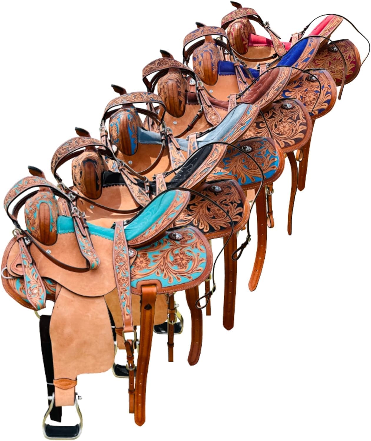 RESISTANCE Western Adult Barrel Saddle with Unique Tooling & Tackset