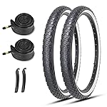 MOHEGIA 26 Inch Cruiser Bike Tires Replacement Set with 2 Pack 26x2.125 Inch Folding Bicycle Tires,Tubes and Tire Levers for Beach Cruiser City Bikes/White Side Wall