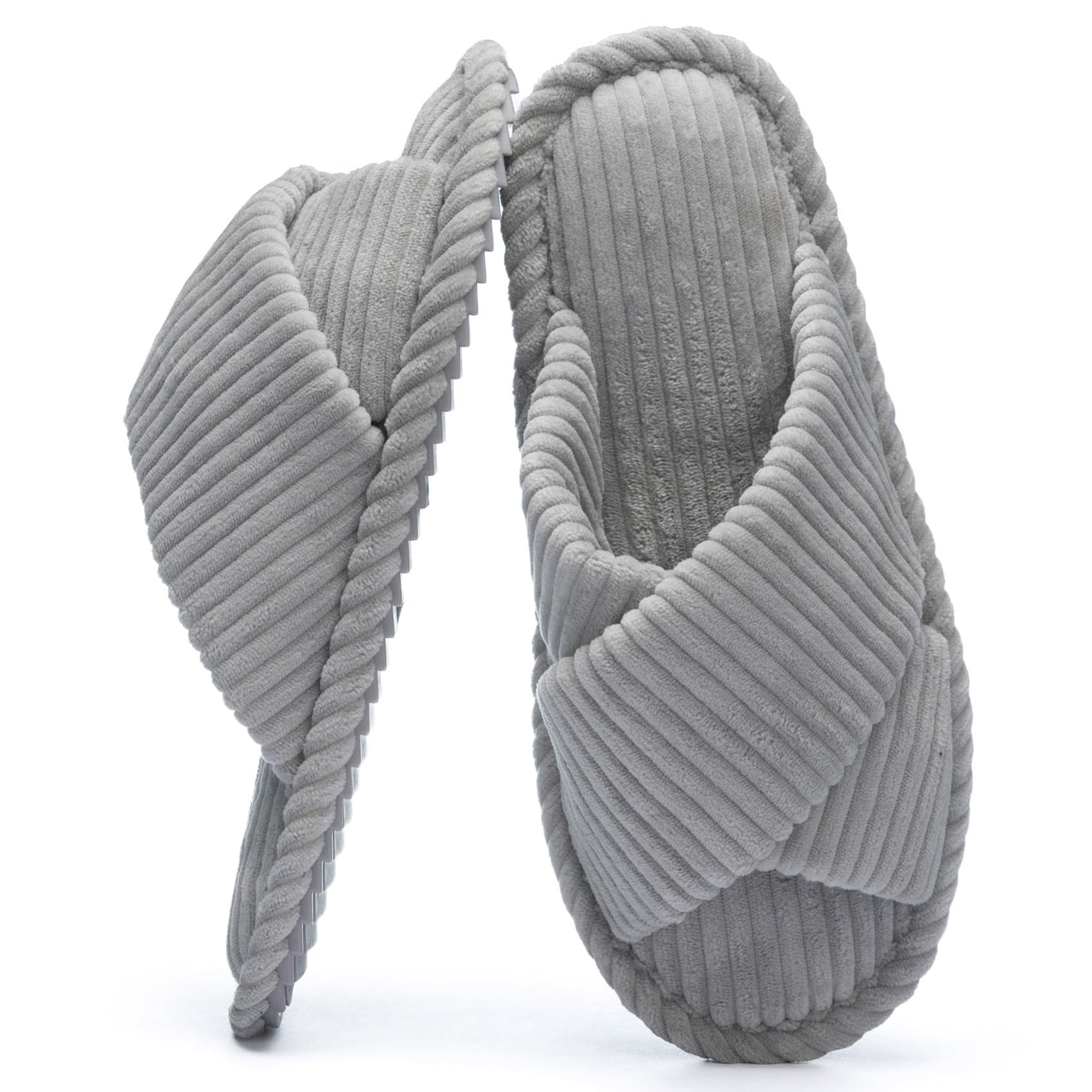GOEWY Slippers for Women with Memory Foam Open toe House Bedroom Shoes | Crossbands Cozy Corduroy Slides,Non Slip Lightweight Sole,Indoor and Outdoor,Machine-washable,Gift for Womens