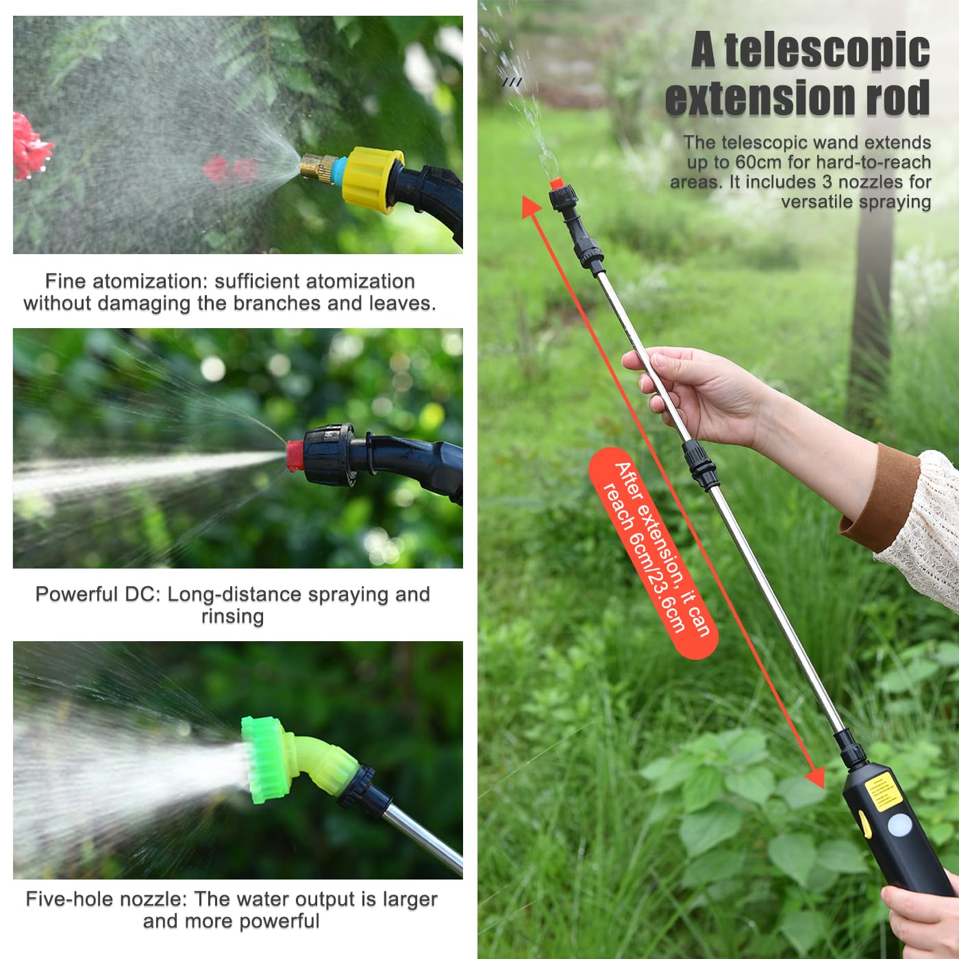 5l Pressure Pump Garden Sprayer, Electric Pompa Irroratrice a Batteria Spruzzatore a Pressione with 3 Mist Nozzles, Retractable Wand, USB Rechargeable, Outdoor Weed Water Sprayer Blue
