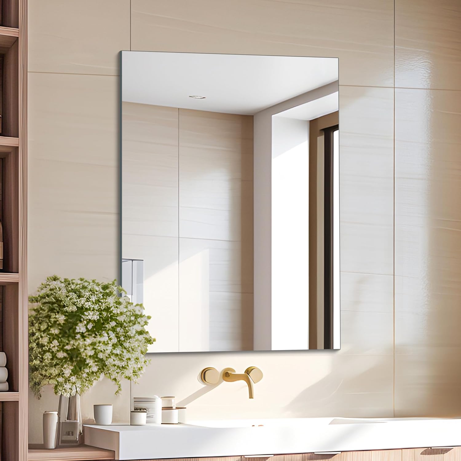 CILIBER Frameless Mirror, 18x24 Inch Bathroom Mirror for Wall