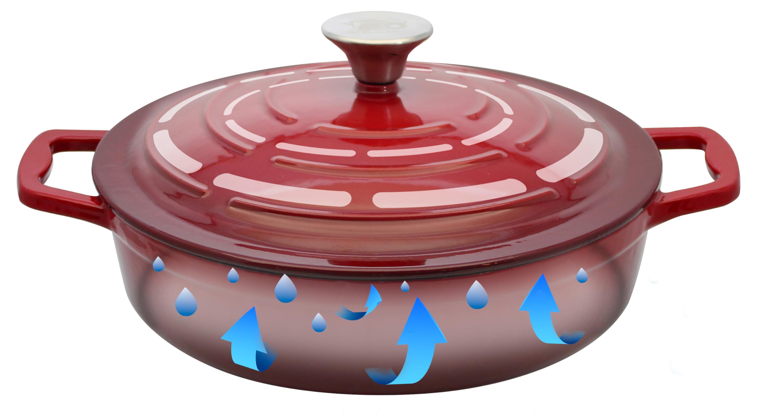 Velaze Cocotte ronde en fonte éaillée de 6 l – Antiadhésive double poignée avec couvercle