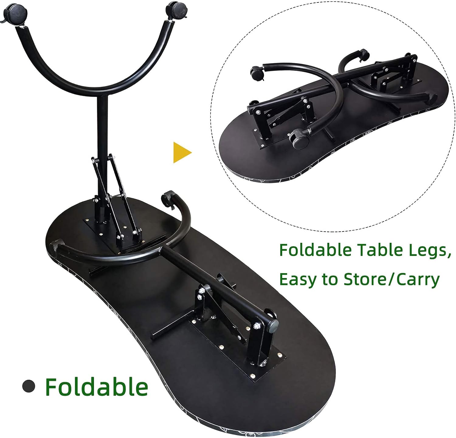 Manicure Nail Table Portable Folding Station Desk Movable Manicure Tech Table for Home Spa Beauty Salon with Sponge Wrist Cushion Storge Drawer Carry Bag White Pattern (Black Pattern)