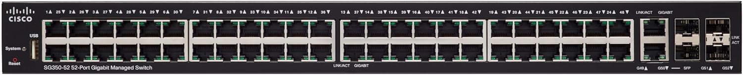 Hоttеѕt Sаlе Cisco SG350-52 Managed Switch with 52 Gigabit Ethernet (GbE) Ports with 48 Gigabit Ethernet RJ45 Ports Plus 2 SFP Slots, 2 Gigabit Ethernet Combo, Limited Lifetime Protection (SG350-52-K9-NA) 🔥 Cisco SG350-52 Managed Switch with 52 Gigabit Ethernet (GbE) Ports with 48 Gigabit Ethernet RJ45 Ports Plus 2 SFP Slots, 2 Gigabit Ethernet Combo, Limited Lifetime Protection (SG350-52-K9-NA)