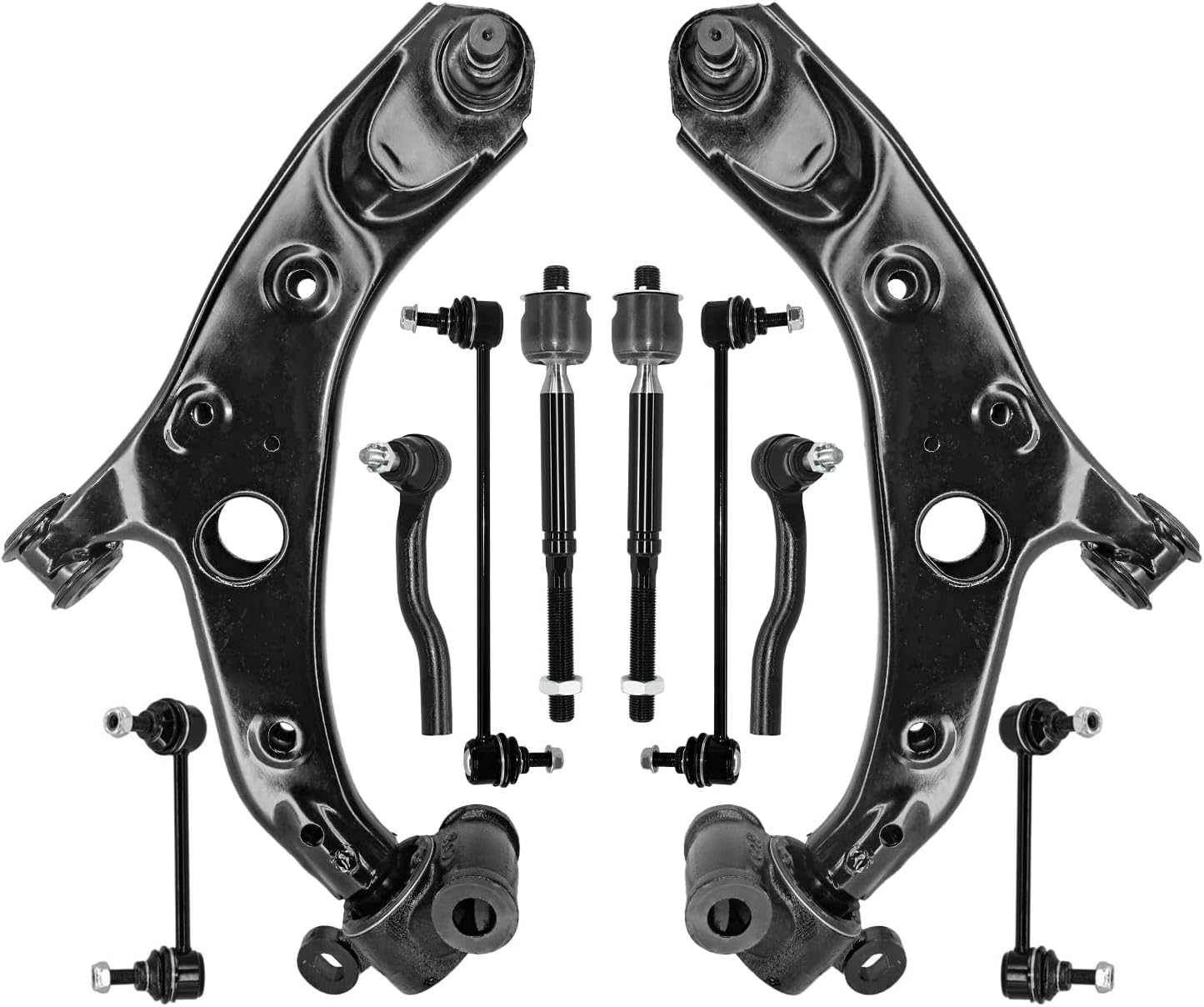 Control Arm, Replacement For Front Lower Control Arm With Ball Joint Front Rear Sway Bar Inner Outer Tie Rod Compatible With 2014-2017 Mazda 6-10 Pcs