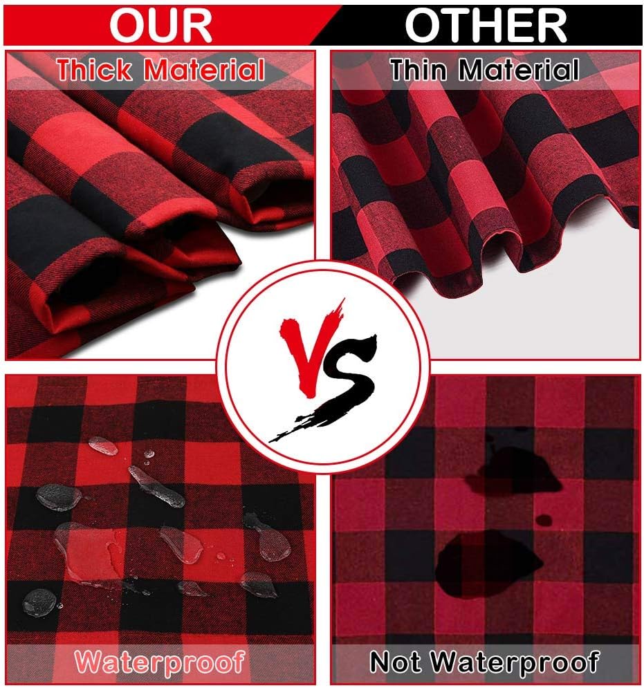 OurWarm Christmas Tablecloth Rectangle, Buffalo Plaid Tablecloth 60 x 84 Inches with 100% Cotton Waterproof Red and Black Checkered Tablecloth for Christmas Table Decor