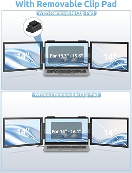 MAGICRAVEN - Laptop Dual Screen Extender, 14 1080P IPS Portable Triple Monitor USB-C Port, Plug and Play, for 14-16.5 Laptops with Fixed Screen