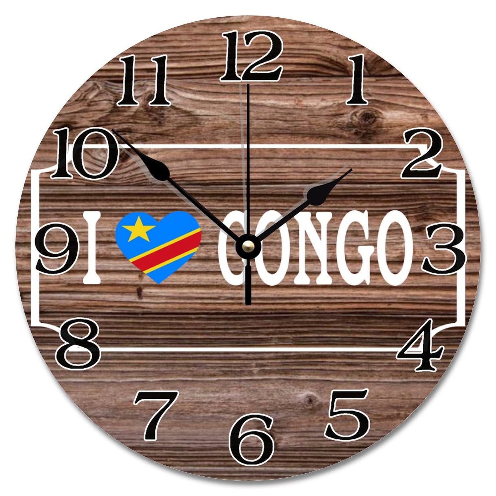 Horloge murale I Love Congo suspendue, une idée cadeau déco originale et rustique