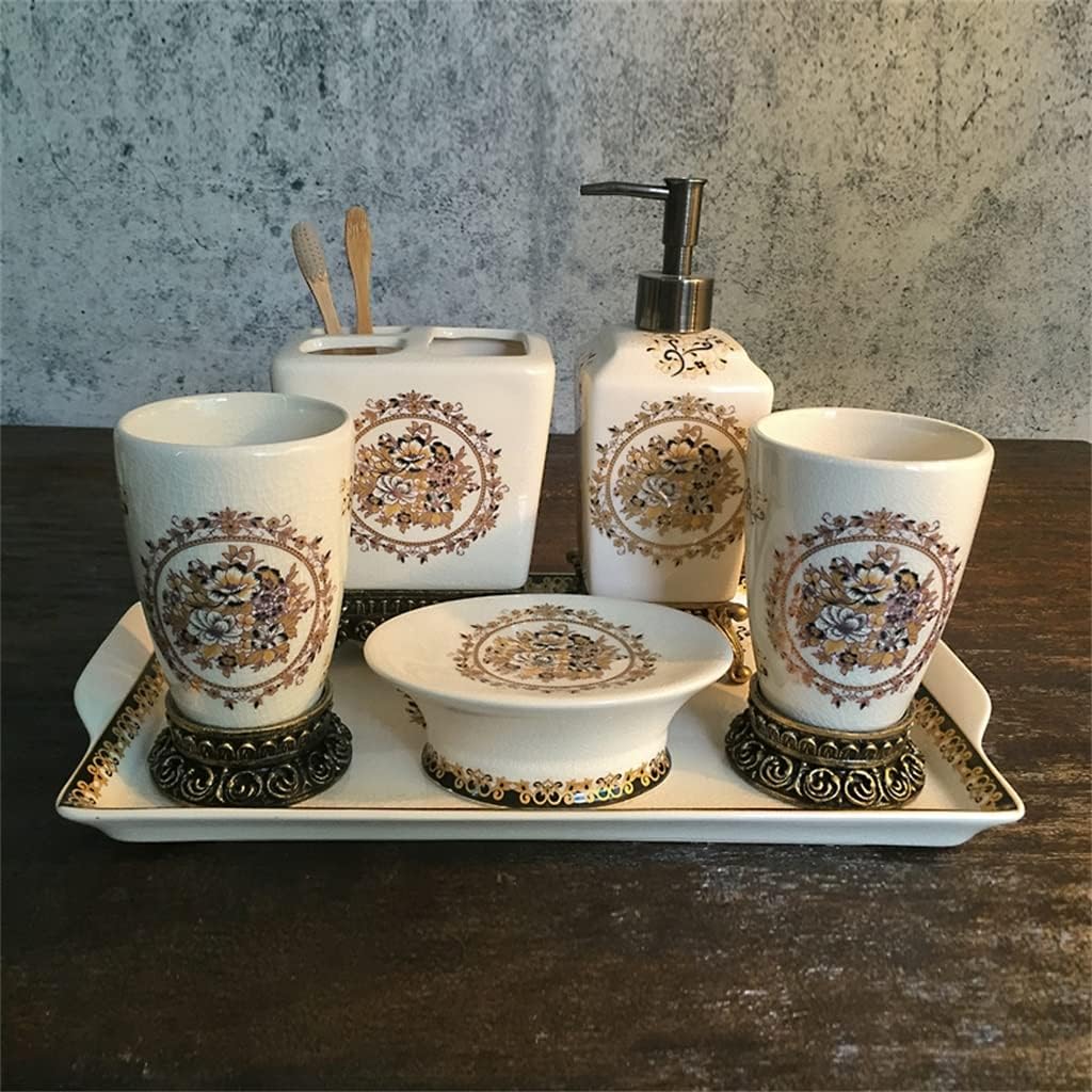European-Style Ceramic Bathroom Five-Piece Set Toothbrush Cup Bathroom Set Toothbrush Holder Wash Kit