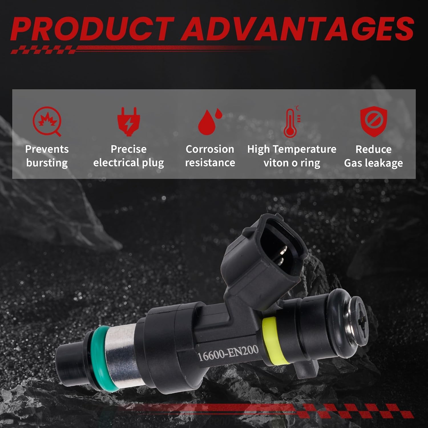 Fuel Injectors fits for/Nissan 2013-2017 NV200 2.0L 2009-2014 Cube 1.8L 2007-2012 Versa 1.8L 2007-2012 Sentra 2.0L L4, Inyector OE Replacement 16600-EN200 FJ1056 (4pcs)