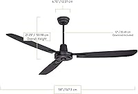 Vista 3 de Craftmade VE58FB3 Velocity - Ventilador de techo industrial, moderno y aerodinámico, resistente, de 58 pulgadas, con control de pared, 3 cuchillas