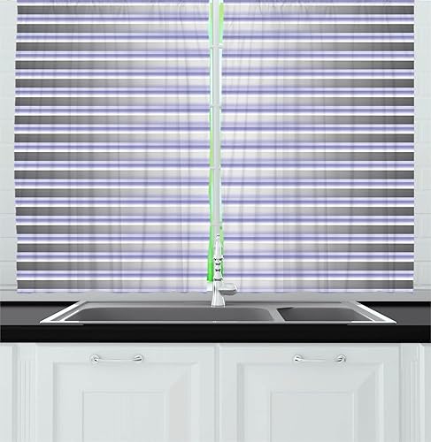 Miniatura 29 de Ambesonne Cortinas de cocina de vino, siluetas abstractas de copas de vino con puntos, bebidas alcohólicas, modernas, juego de 2 paneles para Negro